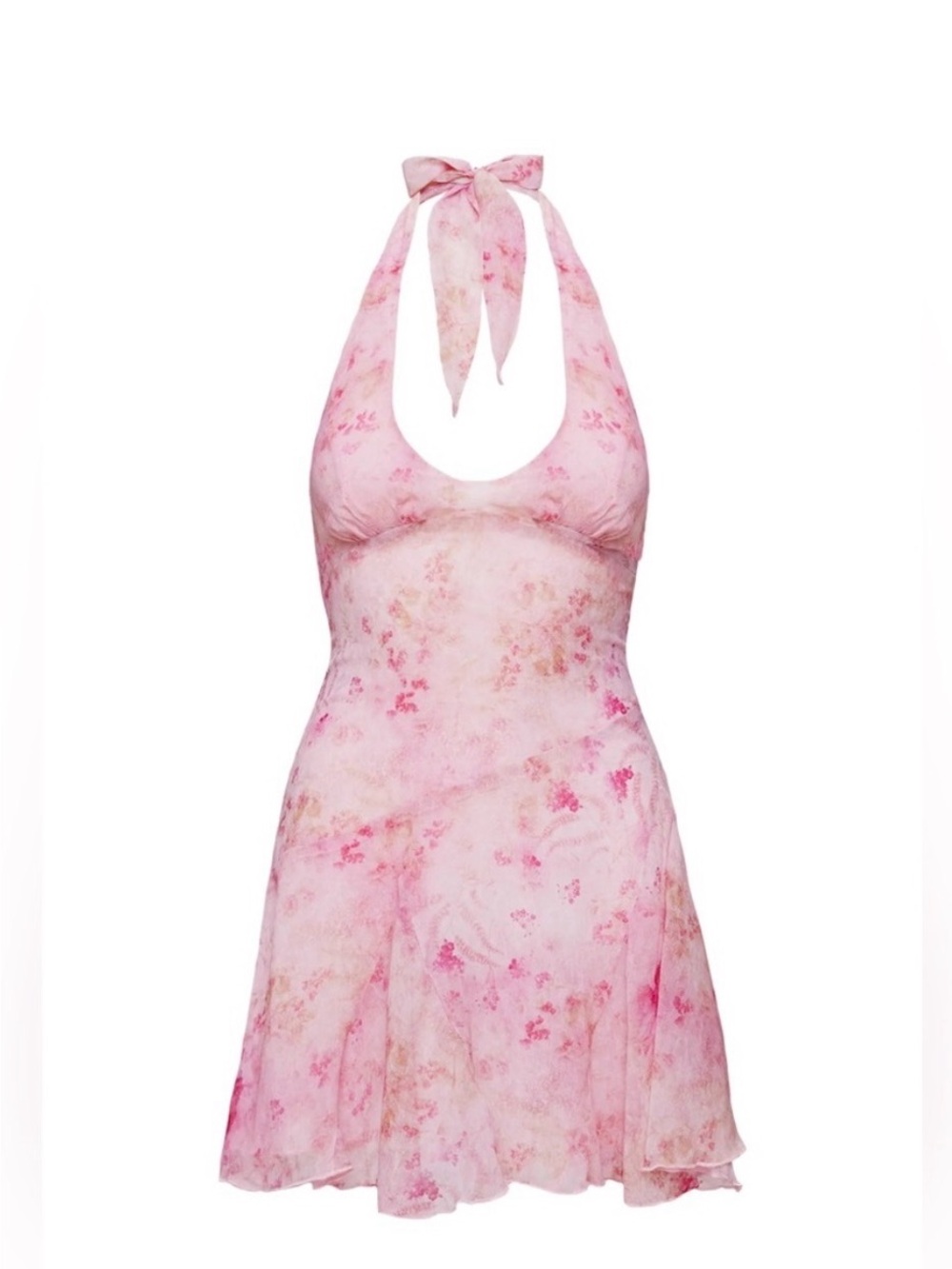 Pink Halter Floral Midi Dress - Picture 2 of 5